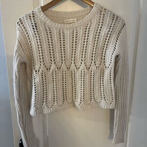 Aeropostale Cream Cropped Knit Sweater